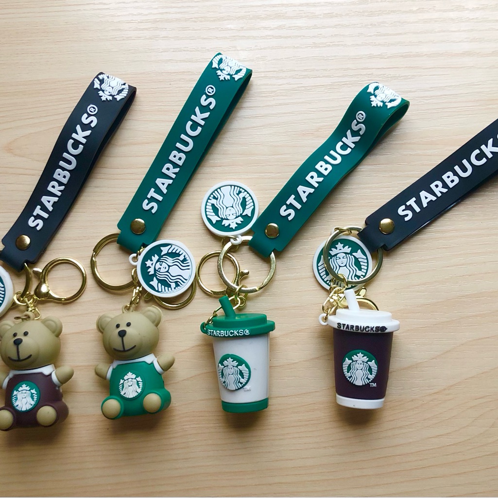 Four 4 Keyring Keychain With Strap Coffee Lovers  Brand New